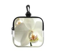 Fleurs Blanches, orchidées, élégantes, Modernes et Tendance.,Pochette de Rangement carrée à Fermeture éclair, Porte-Monnaie en néoprène, Petit Portefeuille, Pochette à Monnaie, Porte-Monnaie