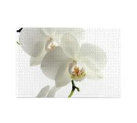 Fleurs Blanches, orchidées, élégantes, Modernes et Tendance., Puzzle de 1000 pièces en Bois, Jeu Familial, décoration Murale pour Adultes et Adolescents