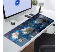 Fleurs Bleu Blanc Tapis de Souris XXL 1500x800x3 mm Grand Tapis de Souris Gaming, Base en Caoutchouc antidérapante,Extended Clavier Mousepad pour Maison/Bureau/Gamer