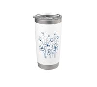 Fleurs bleues - Floral Gobelet isotherme en acier inoxydable double paroi