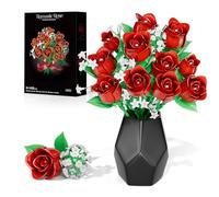 Fleurs Briques De Construction, Bouquet De Fleurs Pour Adultes, Kit De Jeu De Construction 11 Roses Artificielles, 459 Pièces, Collection Botanique Cadeaux Pour Anniversaires, Femmes, Enfants 6+