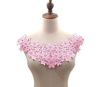 Fleurs brodées - Col en dentelle - Broderie - Dentelle au crochet - Patch en dentelle - Patch en dentelle - Pour couture, artisanat, costume, robe de mariée, décoration - Rose A
