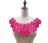 Fleurs brodées - Col en dentelle - Broderie - Dentelle au crochet - Patch en dentelle - Patch en dentelle - Pour couture, artisanat, costume, robe de mariée, décoration - Rose