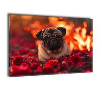 Fleurs Chien Peinture Numero Adulte avec Cadre, Kit Peinture Numero Enfant avec Pinceaux, DIY Peinture Acrylique, Kit Loisir Creatif Adulte, Noel Halloween Decoration Chambre Murale 50x65cm J-a-1319