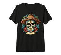 Fleurs Cinco De Mayo Mexicain Sugar Skull Dia de Los Muertos T-Shirt Haut de Gamme