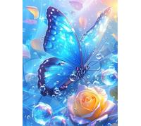 Fleurs Colorées, Peinture par Numéros, pour Adultes, Débutants, Peinture par Numéros, Kit De Peinture à L’Huile sur Toile Animale pour Enfants, Butterfly Rose, 50x70CM