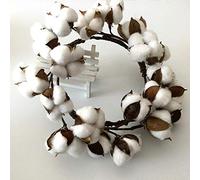 Fleurs Coton Naturelles,Branches de Tige de Couronne de Coton séchées artificielles pour Les de décoration,Coton Artificielle Fausse Fleur de Coton Branche Coton Décoration. (20cm de diamètre)