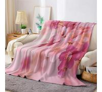 Fleurs Couverture Polaire Fleurs de Cerisier Roses du Japon 100 x 130 cm Plaid Flanelle Imprimé 3D, Doux et Chaud pour Lit, Canapé, Salon, Enfant et Adulte