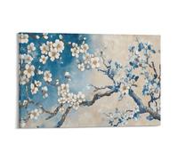 Fleurs d'abricot Impression Sur Toile De Peintures,Les fleurs bleues Toile Image Peinture Tableaux De La , Impression Ouvrages D'art Le Bureau À Domicile Décoration Moderne 12x18inch(30x45cm)