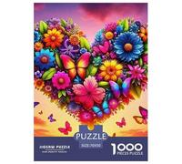 Fleurs d'amour 1000 Pièces Coeur Puzzle en Papier Jeu D'intelligence Cadeau Unique Adultes Et Adolescents Dès 14 Ans 70x50cm/1000pcs
