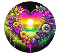 Fleurs d'amour 1000 Pièces Puzzle Circulaire 3D Haute définition Puzzles Classiques Puzzle Rond Créatif Jeu D'Intelligence Décoration pour Enfants Cadeau 1000pcs (67.5x67.5cm)