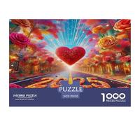 Fleurs d'amour Puzzle 1000 Pièces Convient Aux Adultes Le Impossible Fleurs d'amour Décoration D'intérieur Challenge Jeux en Papier Un Beau Cadeau 70x50cm/1000pcs