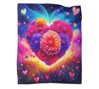 Fleurs d'amourCouverture Jetable 3D En Flanelle Légère romantiqueCouverture Décorative Pour Enfants, Garçons, Filles, Douce, Confortable, Pelucheuse, Adaptée À Toutes Les Saisons60x80inch(150x200cm)