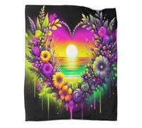 Fleurs d'amourCouverture Jetable 3D En Flanelle romantiqueCouverture Décorative Pour Enfants, Garçons, Filles, Douce, Confortable, Pelucheuse, Adaptée À Toutes Les Saisons70x80inch(180x200cm)