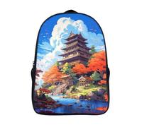fleurs de cerisier d'automne sac à dos personnalisé à la durable adolescent unisexe étudiant cartable architecture japonaise ancienne sac à dos 3d imprimé 2 compartiment-16,pour les voyages affaires
