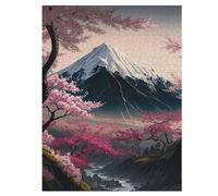 Fleurs de Cerisier Japonais Puzzles Adultes 500 Pièces en Bois, Jouet De Puzzle De Défi De Cerveau pour des Enfants, D’Intelligence 55×41cm