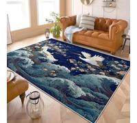 Fleurs de Cerisier Japonaises OnduléEs Tapis Antidérapant en Flanelle 60x90 cm Bleu Tapis Utiliser TPR Fond Antidérapant Facile à Entretenir Lavable en Machine Décoration d'intérieur