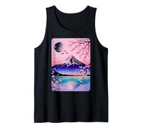 Fleurs de Cerisier Oiseaux Art Asiatique Scénique Japon Mont Fuji Débardeur