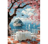 Fleurs de cerisier Peinture Numero Adulte avec Cadre, Lac Kits de Peinture par Numéros pour Adults Enfant, DIY Numéro d'Art Complet Loisirs Créatifs Adultes, Idée Cadeau Originale 100x80 cm Q-1300