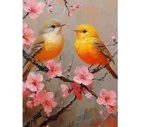 Fleurs de cerisier Peinture Numero Adulte Enfant avec Cadre, Peinture par Numéro Oiseau Paint by Numbers Kit, Numero d'art avec 3 Pinceaux et Acrylique Loisirs Créatifs Adultes, Cadeau 70x90 cm Q-1278