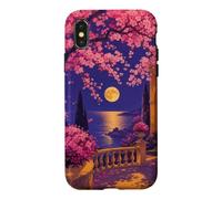 Fleurs de Cerisier Rose Vif dans Un Jardin Nocturne Coque pour iPhone X/XS