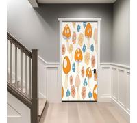 Fleurs De Champignons Rétro Chic Sticker Porte Trompe l'oeil Effect 3D Intérieure Muraux PVC Stickers pour Décoration Mur Salon Cuisine Chambre Salle de Bain Papier Peint, 95 x 215 cm, Beige