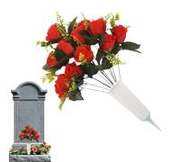 Fleurs de cimetière, bouquet de fleurs artificielles réalistes comme décoration - Fleurs commémoratives pour la tombe - pour une utilisation sur les pelouses et les terrasses ainsi que pour les