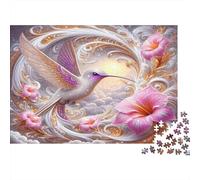 Fleurs de Colibri Puzzles 1000 Pièces Papier recyclé pour Adultes Puzzle pour Adultes Impossible Difficile Stimulant Activité Amusante pour la Maison Excellente idée Cadeau 38x26cm/1000pcs