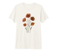 Fleurs de Coquelicot Vintage Botanique Boho Floral Nature Art T-Shirt Haut de Gamme
