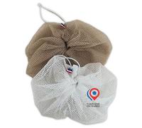 Fleurs de douche, Lot de 2 Pcs | JaMoonLBV JmL® Fabrication Française | Éponge de Bain Exfoliante & Moussante | Antibactérienne | Accessoire de Bain Corps | Hommes et Femmes | Lavable, Durable