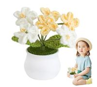 Fleurs de fil - Intérieur - Tournesols faits à la main et art en pot tricoté, les fleurs réalistes au crochet sont recommandées comme jolies entrées intérieures et cadeaux | Style de jardin tricoté