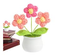 Fleurs de fil - Intérieur - Tournesols faits à la main et art en pot tricoté, les fleurs réalistes au crochet sont recommandées comme jolies entrées intérieures et cadeaux | Style de jardin tricoté