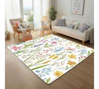 Fleurs de Lavande à L'Aquarelle Tapis Antidérapant 150x210cm Entretien Facile Intérieur Moquette Chambre, Plantes Fleurs Feuilles Tapis de Salon Paillasson Intérieur - pour Chambre d'enfant
