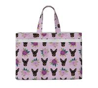 Fleurs de lavande pour pinschers nains,Sac à documents en toile avec fermeture éclair, sac fourre-tout, porte-documents pour l'école et le bureau