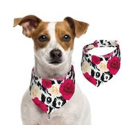 Fleurs de léopard colorées,Bandanas pour Chien, écharpe en Coton, Bavoirs réglables pour Animaux de Compagnie,M
