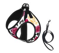 Fleurs de léopard colorées,Harnais pour Animaux de Compagnie, Harnais réfléchissant réglable pour Chien,M