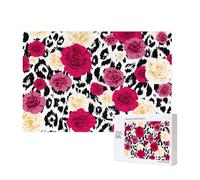 Fleurs de léopard colorées,Puzzle Familial en Bois de 300 pièces pour Adultes et Adolescents, décoration d'intérieur