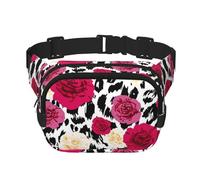 Fleurs de léopard colorées,Sac Banane carré Double Couche, Sac de Poitrine