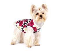 Fleurs de léopard colorées,T-Shirt sans Manches en Coton pour Animaux de Compagnie, Gilet Respirant, Extensible et Doux,M