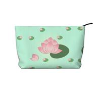Fleurs de lotus qui attendent de fleurir - Trousse de maquillage en velours côtelé avec fermeture éclair pour voyage, camping et utilisation quotidienne