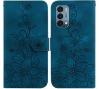 Fleurs De Lys Béquille Flip Corde À Main Similicuir - Portefeuille Cas Pour Oneplus Nord N200 5g Case - Blue
