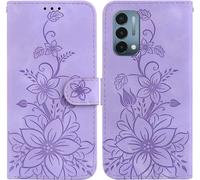 Fleurs De Lys Béquille Flip Corde À Main Similicuir - Portefeuille Cas Pour Oneplus Nord N200 5g Case - Violet