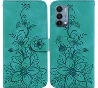 Fleurs De Lys Béquille Flip Corde À Main Similicuir - Portefeuille Cas Pour Oneplus Nord N200 5g Case - Green