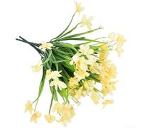 Fleurs de magnolia artificielles à 7 branches de 35 cm avec 47 pétales pour mariage, décoration d'intérieur, jaune (jaune)