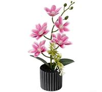 Fleurs de magnolia artificielles, plante réaliste en pot avec 5 fleurs pour décoration d'intérieur, centre de table de mariage, affichage de table en plein air, caoutchouc souple, 33 cm (violet)