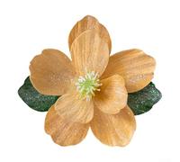 Fleurs de magnolia artificielles pliées à tige courbée avec bordure pailletée, convient pour un arbre de Noël et des arrangements décoratifs dans différents environnements (doré)