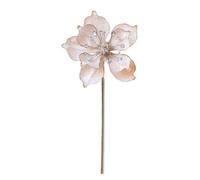 Fleurs de magnolia artificielles pour sapin festif et décoration d'intérieur, fabriquées à partir de flanelle et d'acrylique avec tiges en fil de fer flexible pour un placement réglable (abricot)