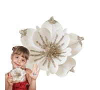 Fleurs de magnolia de Noël, fleurs de magnolia d'art de Noël, ornement de fleurs artificielles de magnolia de Noël avec paillettes pailletées, fleurs de décoration saisonnière, fleurs artificielles