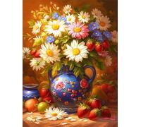 Fleurs De Marguerite Diamond Painting Enfant 40x60cm Broderie Diamant Vase, 2025 Diamond Art Kit Complet Round Peinture Diamant Adulte Strass Cristal Point de Croix Painting Artisanat, Cadeaux z326-t