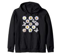 Fleurs de Marguerites Blanches et Papillons Sweat à Capuche